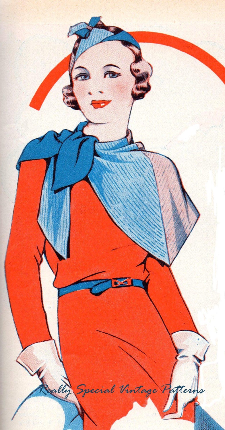 Triangle Hat and Scarf 1930s Simple Vintage Knitting Pattern PDF Instant Download