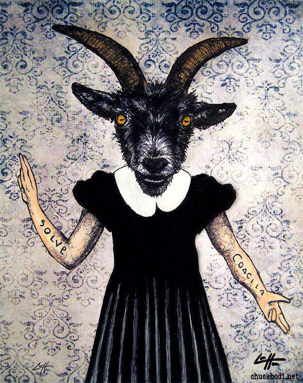 Print 8x10" -  The Baphomet - Goat Animal Pagan Folklore Evil Demon Satan Devil Gothic Dark Art Horror Cute Dress Vintage Lucifer Creepy