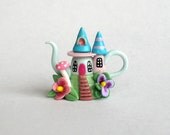 Miniature Whimsical Fairy House on Hill Teapot OOAK by C. Rohal