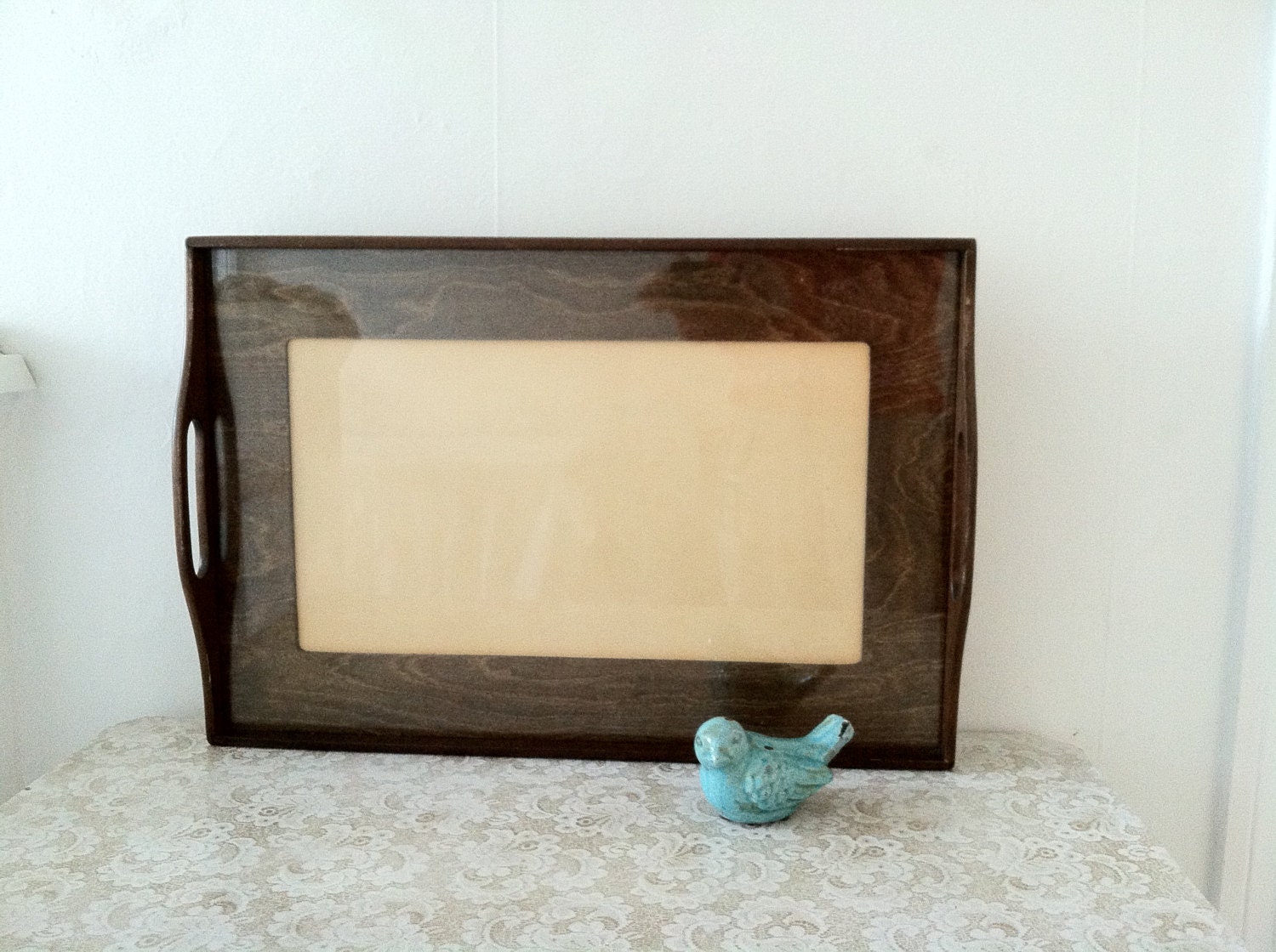 large vintage wood picture frame serving tray
