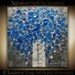 ORIGINAL Contemporary Blue Flowers Bouquet in Vase Thick Impasto Textured Oil Painting by Susanna