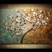 ORIGINAL Tree Painting - Large Textured White Cherry Blossom Tree Abstract Oil Painting Gallery Fine Art by Susanna Ready to Hang 36x24