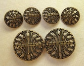 Vintage Gold Metal Buttons and Buckle - Openwork
