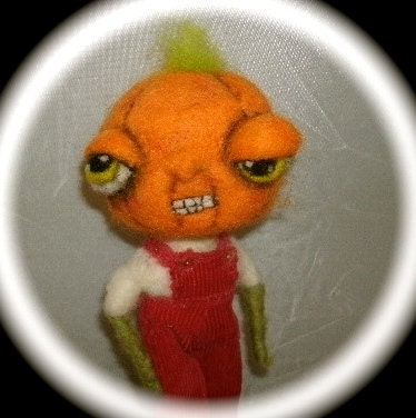 Peter the Pumpkin Ooak  needle felted art doll