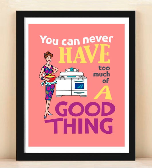 Retro poster, kitchen art, inspirational art, quotation, 8x10, motivational art, typography, cooking, baking, mid century