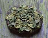 Miniature Art, Crochet Lace, Tiny, Flower, Original, Table Decorations, Home Decor, Green Thread, Handmade,