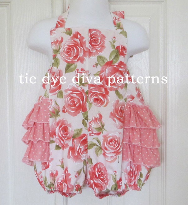 PDF Sewing Pattern - Ruffled Romper Pattern, Girls Romper Pattern - sizes 2 - 6