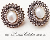 Brie Earrings, Wedding Jewelry Bridal Earrings Bridesmaid Earrings gold Earrings White Crystal and pearl Earrings