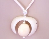 Tagua Nut Celestial Pendant - Sun 'n Moon inspired -  Natural White