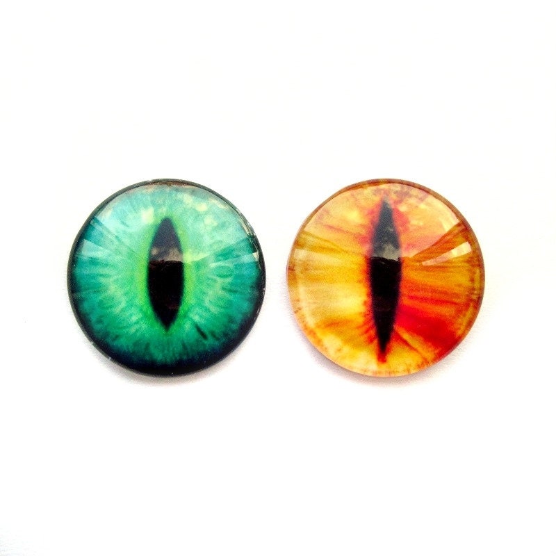 2 Handmade Glass Eye Cabochons, 25mm, Oops Quality: Twice As Nice (Set 26)
