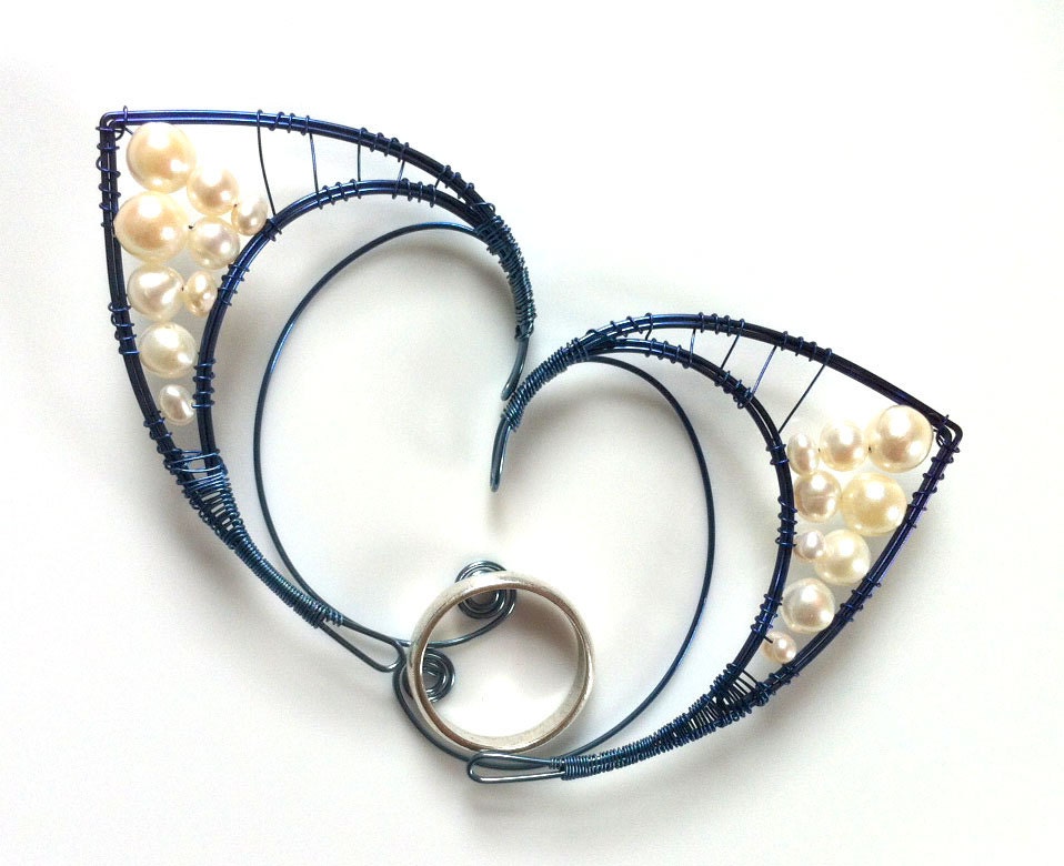 Hypoallergenic niobium elf ears with pearls 3