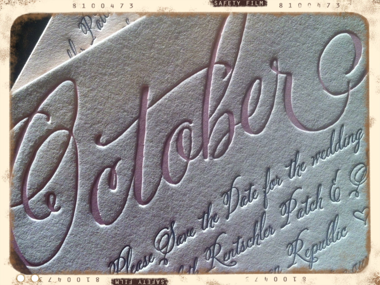 NEW Save the Date - LETTERPRESS - From the Heart - 100 sets by Invited Ink