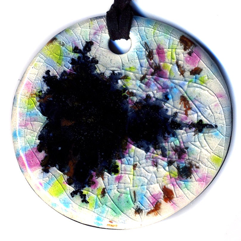Mandelbrot Set Ceramic Necklace in Multicolor Crackle