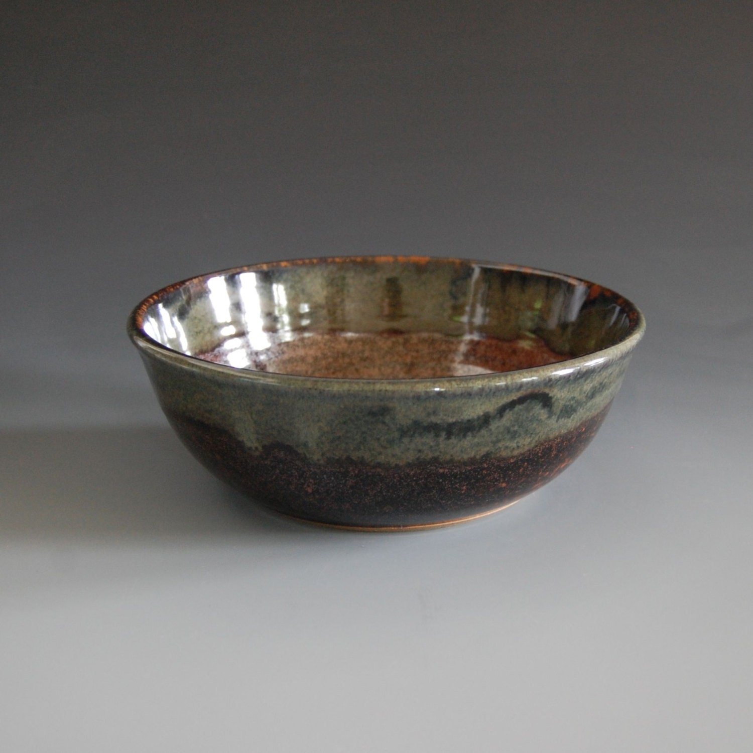 Serving Bowl- Brown Green Glaze