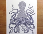 Octopus- Hand-Pressed Letterpress Artprint