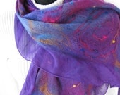 Nuno felted silk and wool scarf-Electric Purple Scarf-Womens Scarves Womens Shawls Wrap-Silk scarf wool scarf