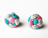Braided Stud Earrings in Watermelon Mint