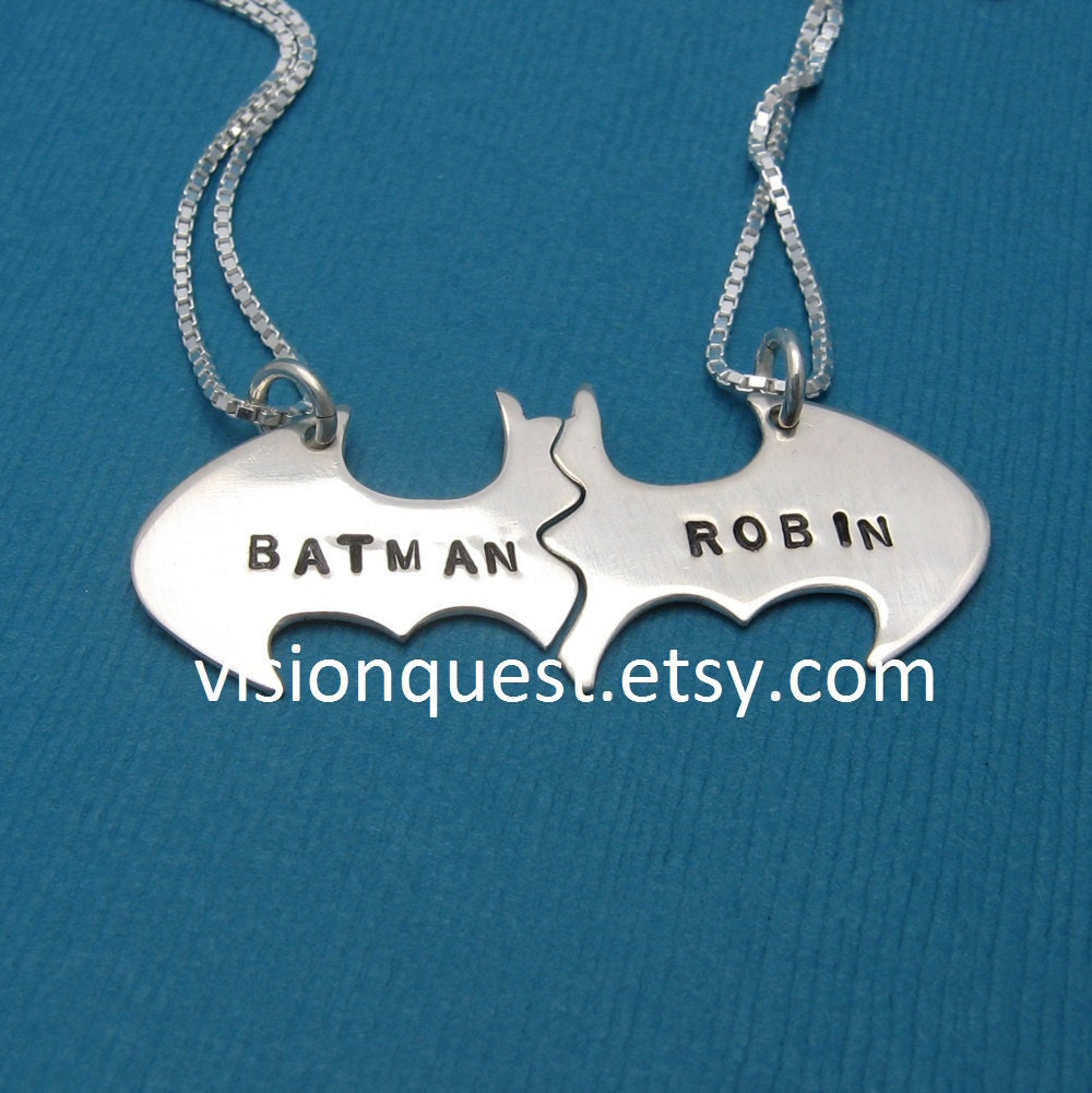 Batman Best Friend necklaces, Personalized Friendship sterling silver CHAINS