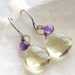 Snapdragon... lemon quartz & amehyst briolette drop earrings in oxidized silver and 14k gold fill
