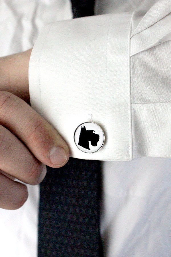 Custom Dog Cufflinks - Personalized Silver or Bronze Cuff Links with Dog Silhouette Cameo - Customized for Dad, Husband, Weddings