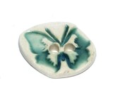 Handmade Ceramic Stoneware Buttons - Stamped Butterfly Light Teal