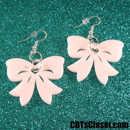 White Kawaii Bow laser cut earrings