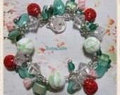 Ladybug Garden Handmade jewelry, charm bracelet, cha cha,  one of a kind,   Handmade  ooak   ebsq