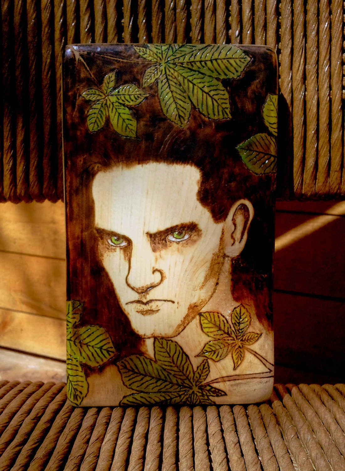 peter steele type o negative pyrography wall hanging