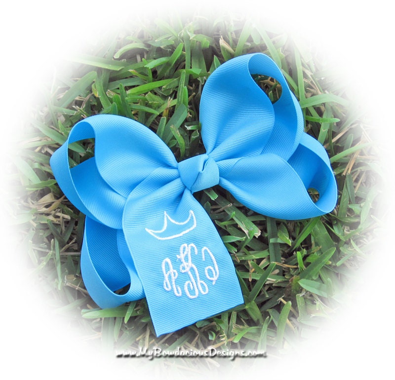 Extra Large Empire Monogram with Crown Hair Bow