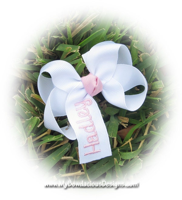 Custom Monogrammed Name or 3 Initials Toddler Size Hair Bow