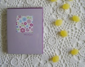 Fun Retro Inspired Floral Thank You Cards, Purple Stationery for New Mom, Bride, Girls, Baby Girls