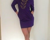 VINTAGE Purple Mini Dress with Gold Chains S 4 6