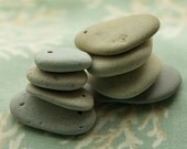 Alaska River Stone Beads, Large, 8 pcs hand drilled, Jewelry making beads, craft supplies