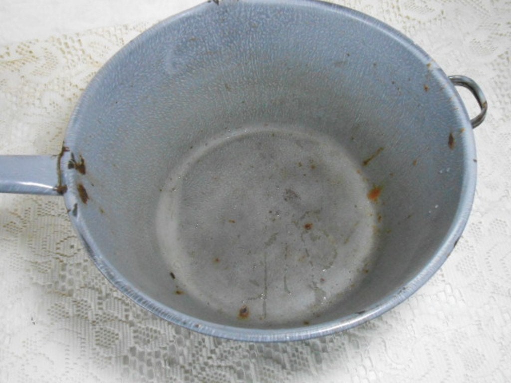Gray Enamelware Graniteware Cooking Pot Pan Large and Vintage Great for Camping or a Crowd