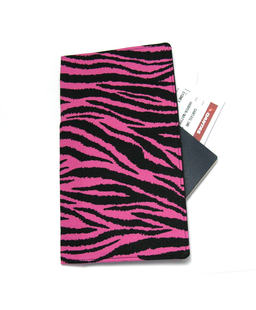 Hot Pink and Black Zebra Print Travel Wallet