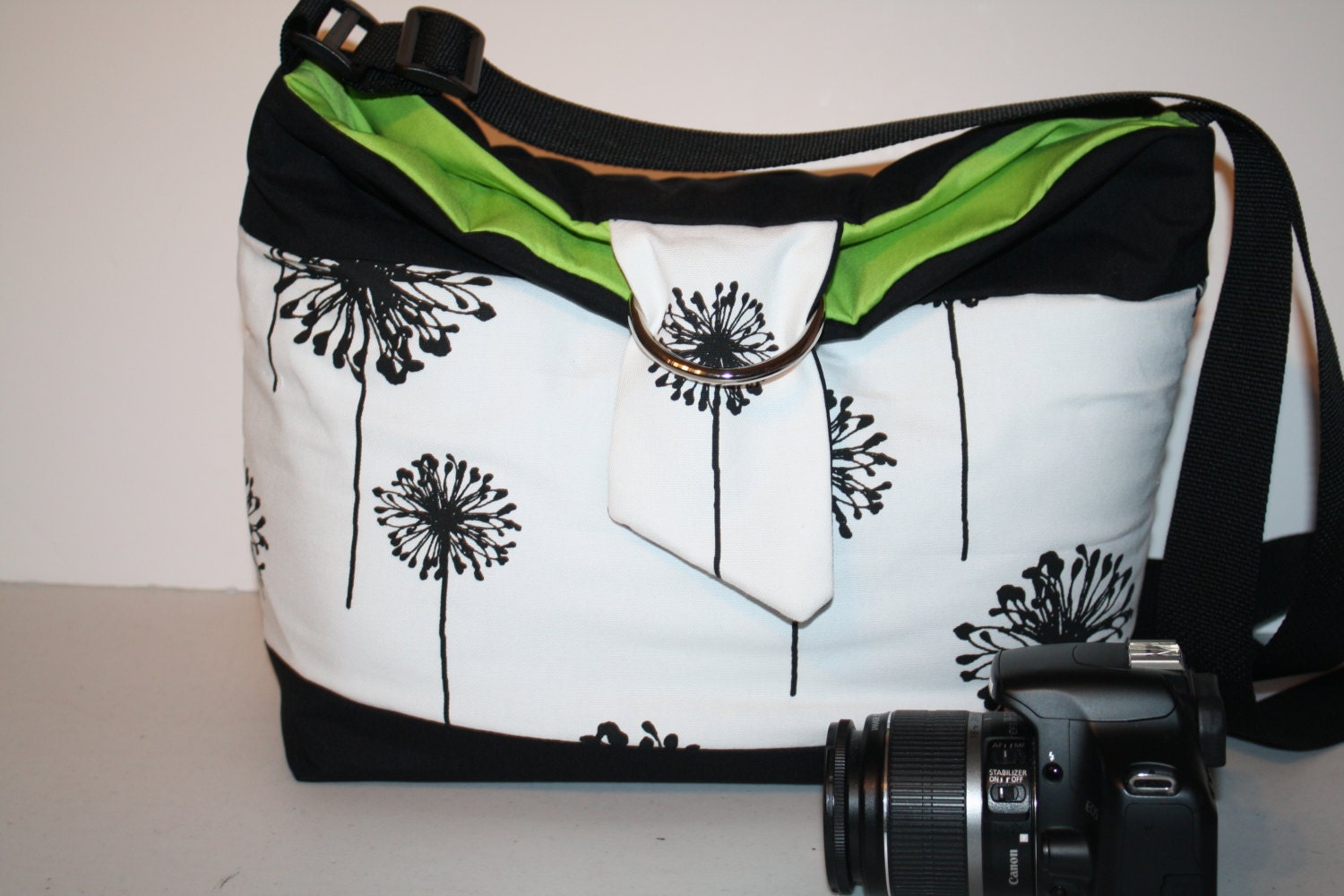 Camera Bag Dslr camera  bag lens case Hobo Purse Womens  Xtra pkts Holds Up to 4  Lens  Dandelion Lime  LG XcessRize Designs