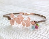 Aloha Lei in 16K Rose Gold Plated Jewelry bracelet, Tropical Beach, Gift for Her, Bridal Jewelry, Colorful Beads, Under 30