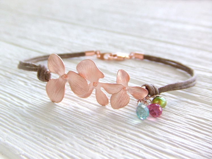 Aloha Lei in 16K Rose Gold Plated Jewelry bracelet, Tropical Beach, Gift for Her, Bridal Jewelry, Colorful Beads, Under 30