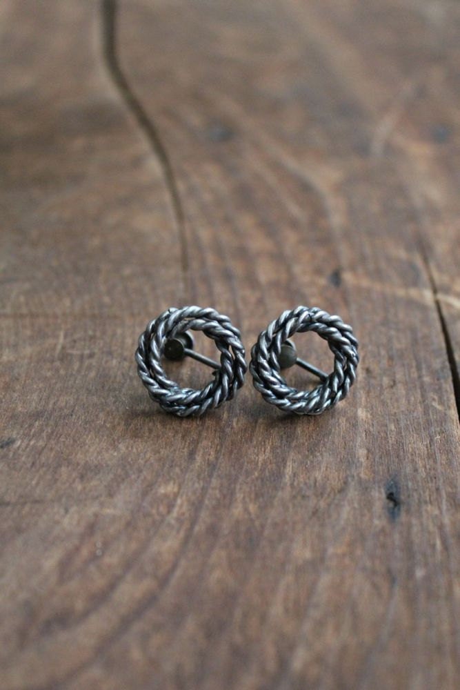 wreath earrings / braided earrings / sterling silver earrings