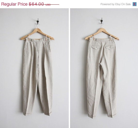 SALE 25% OFF tapered linen pants / cuffed linen trousers