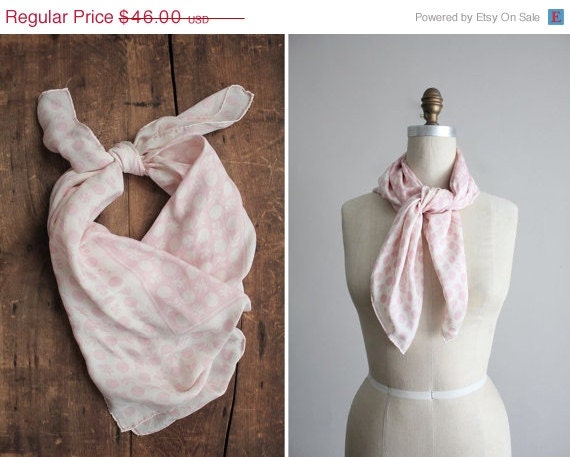 SALE 25% OFF polka dot scarf / 1950s silk scarf / mid century print