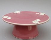DISCOUNTED White Button Pink Cupcake Stand - Handmade stoneware and porcelain pottery