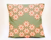 Starburst Chevron Pillow Cover in Coral and Grey