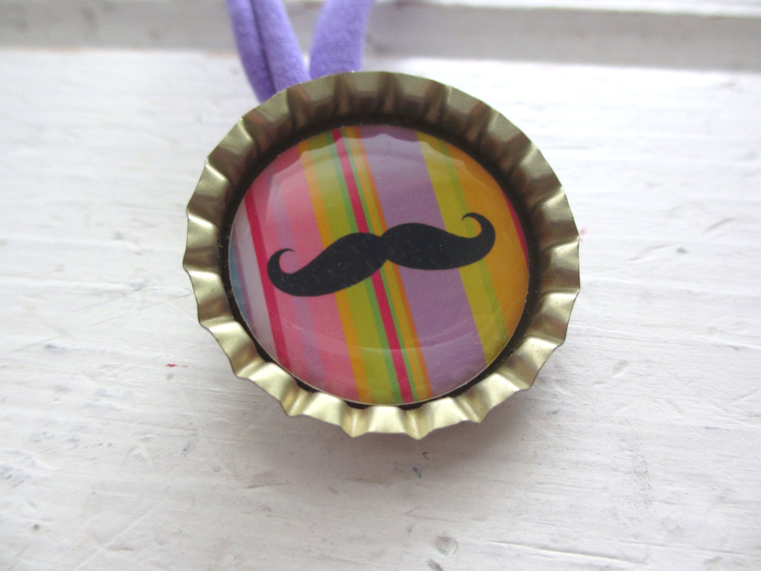 Mustache - Vintage Bottle Cap Girls Choker Necklace