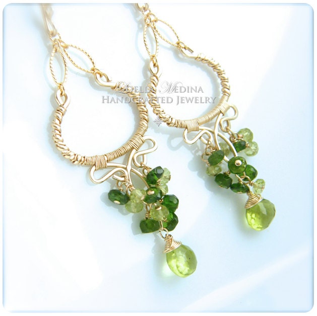 Peridot Green Tourmaline and Gold Filled Limited Edition Earrings