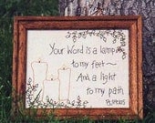 Primitive Stitchery Pattern - Thy Word is a Lamp  Instant Download
