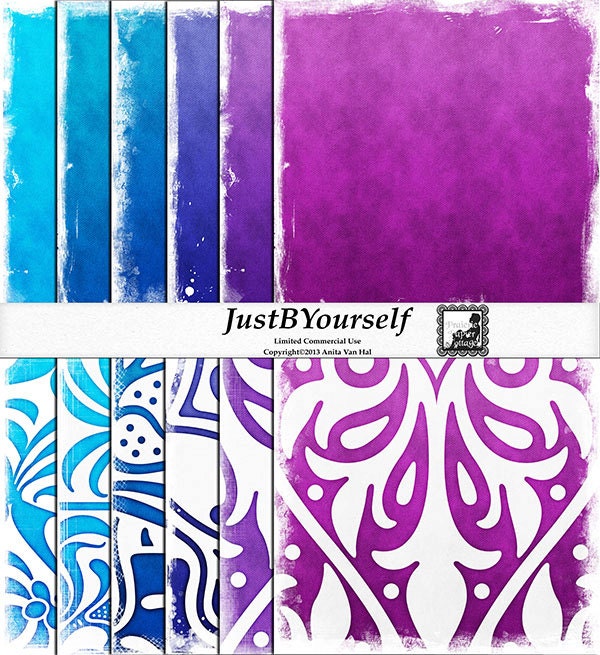 Bold and Beautiful 12 x 12 Digital Scrapbook Paper Set of 12 (JPG) (1292)