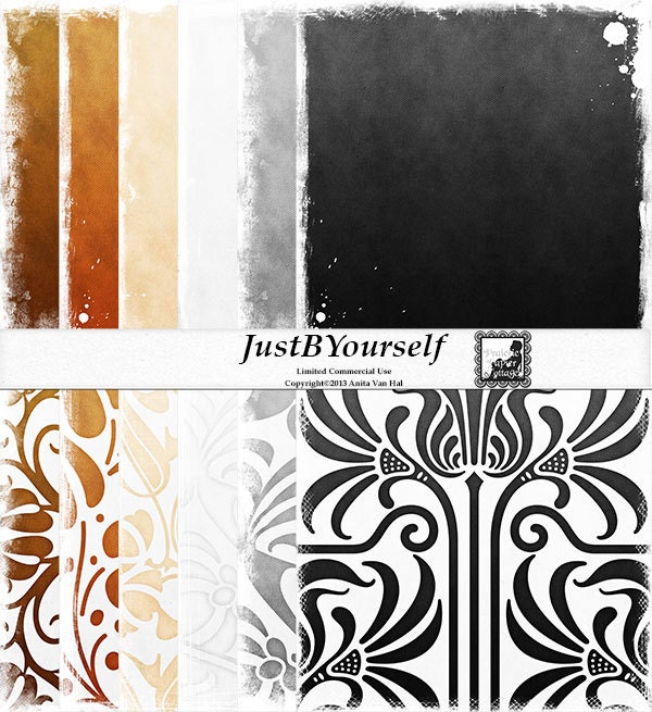 Bold and Beautiful 12 x 12 Digital Scrapbook Paper Set of 12 (JPG) (1293)