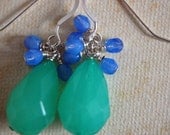 Mint and blue cluster earrings