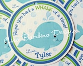 NEW- Whale of a Party - Favor Tags for Boys- Royal Blue, Lime Green and Turquoise